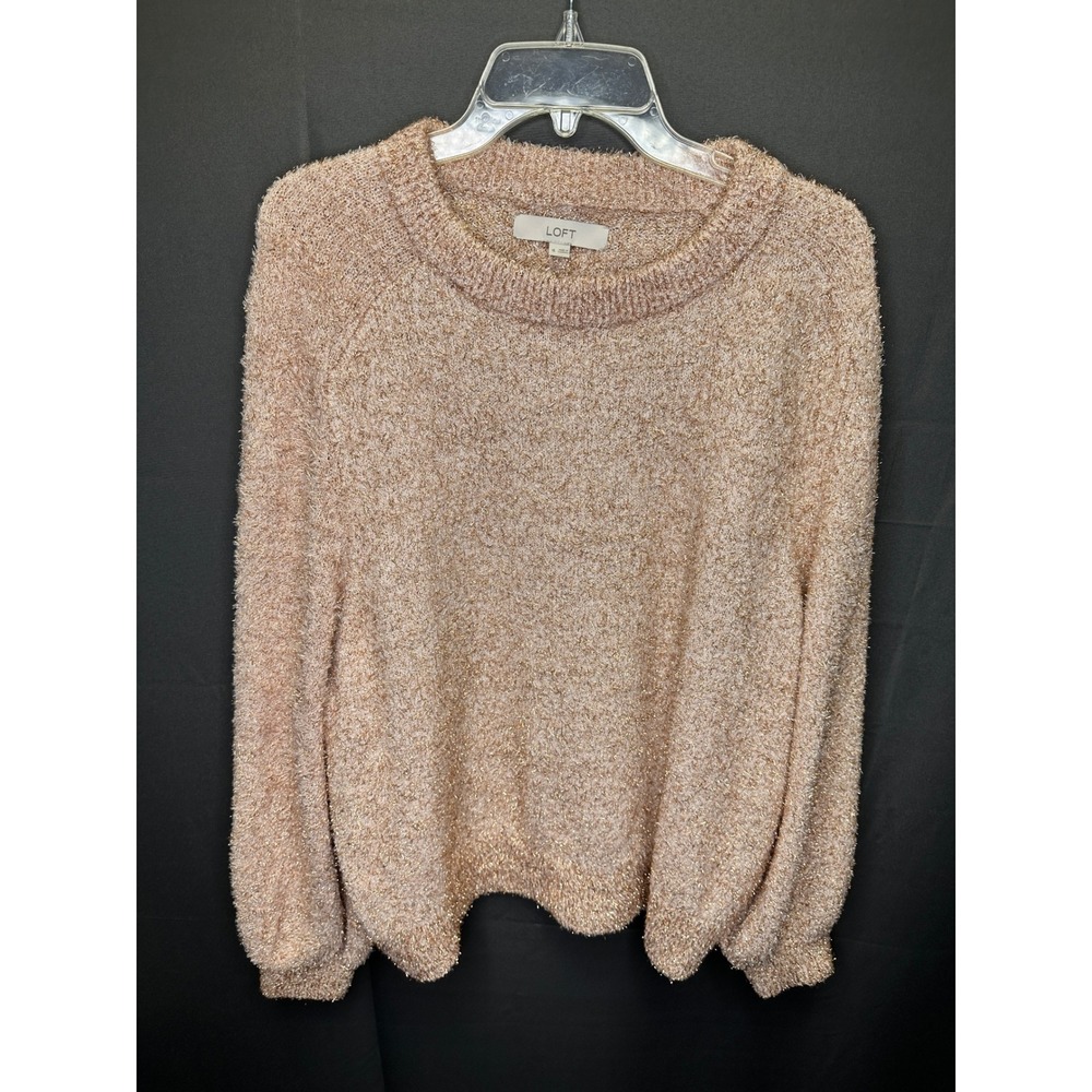 LOFT Fuzzy Knit Sweater Shimmery Sparkle Accents Pullover Top XL